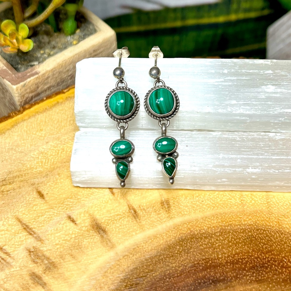 VTG| Malachite Sterling Silver Earrings 💚✨